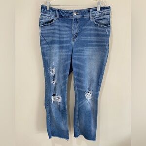 Lane Bryant High Rise Straight Distressed Blue Women's Jeans, Size 14